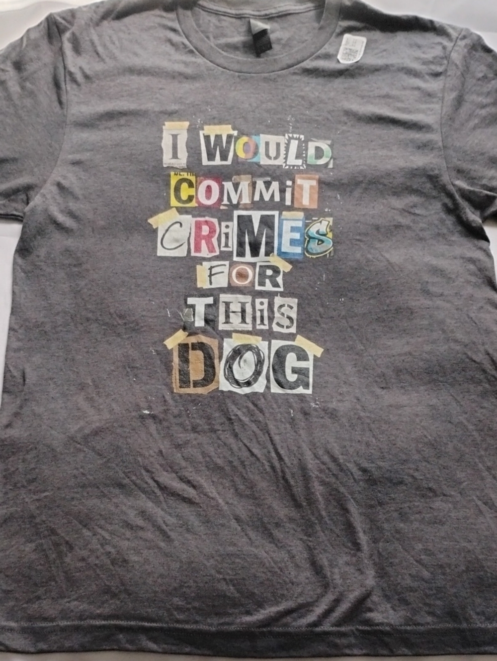 Gildan Black Graphic Tee with Multicolor Ransom-Style Print